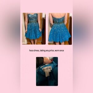 Sherri Hill Sparkling Blue Kids Dress